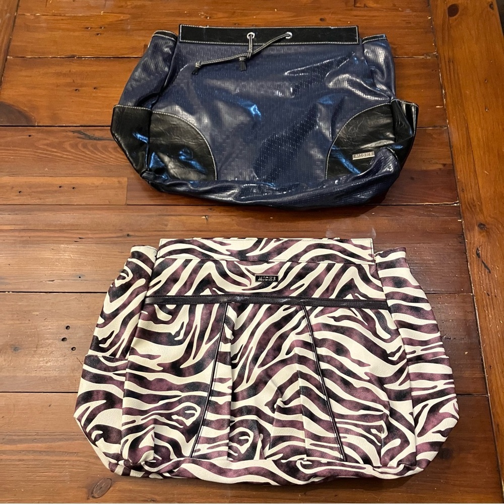 Miche large purse covers.  Black / white zebra print and blue. EUC!